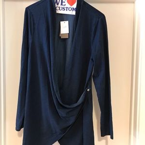 Ocean Wash Indigo Jill Knit Draped Front Cardigan